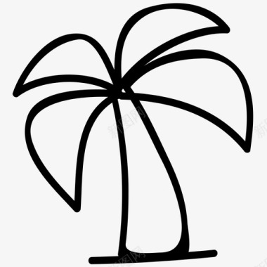 棕榈树酒店和餐厅手绘涂鸦图标图标