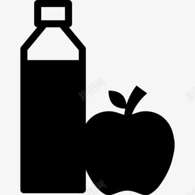 果汁瓶和苹果食物体操图标图标