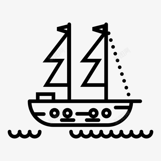 帆船航程船图标svg_新图网 https://ixintu.com 帆船 探险家 海 海洋 海盗 纵帆船 航程 船