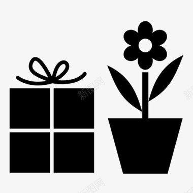 礼物盆栽快乐图标图标