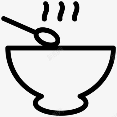 碗带勺子的碗热的图标图标