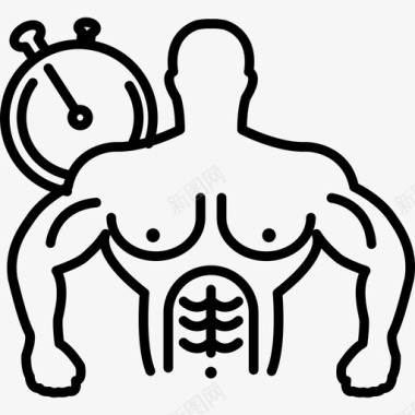 有时钟人体操的健美运动员图标图标