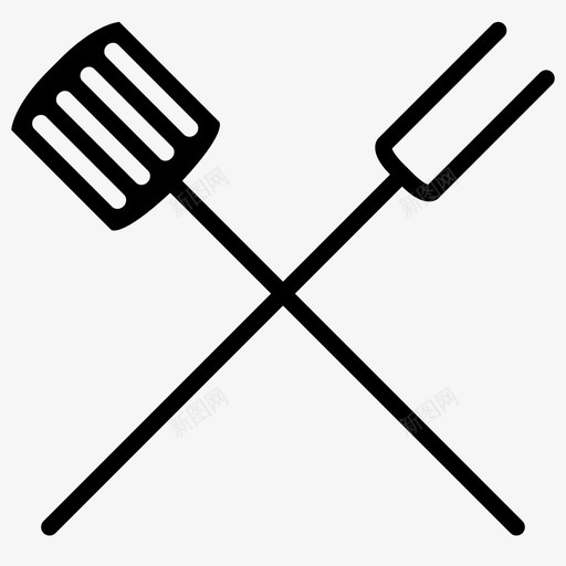 餐具肉类自然图标svg_新图网 https://ixintu.com 准备 夏季 抹刀 放松 烤箱 烧烤叉 聚会 肉类 自然 野餐 餐具