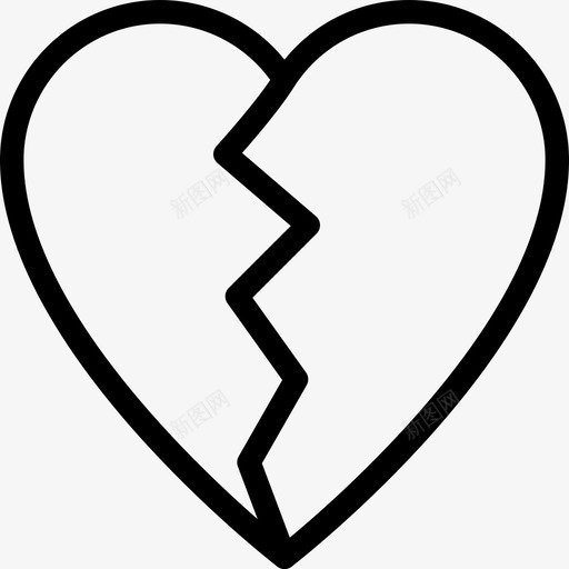 破碎的心浪漫爱图标svg_新图网 https://ixintu.com 失去的爱 心痛 心碎 沮丧 浪漫 爱 破碎的心 表情符号 表情符号线图标