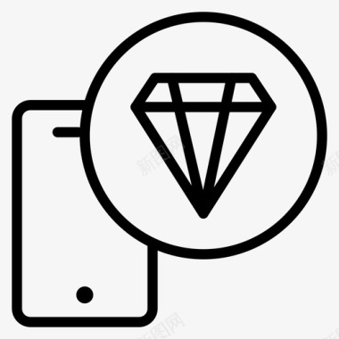 钻石智能手机移动通知图标图标
