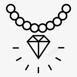 富有标识钻石项链珠宝奢华图标高清图片