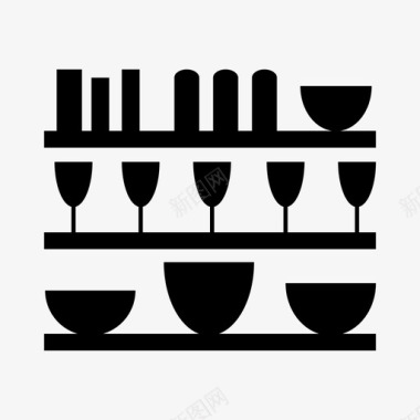 厨房架子锅玻璃杯图标图标