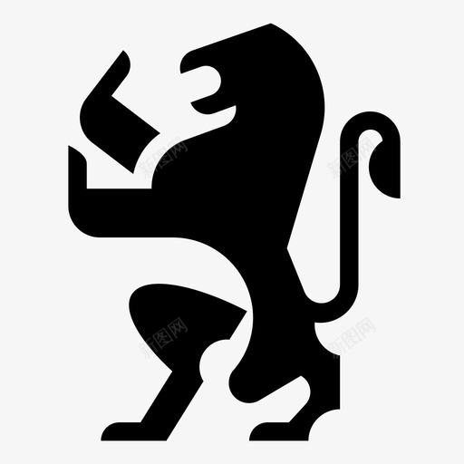 狮子动物纹章图标svg_新图网 https://ixintu.com 动物 狮子 狮子盾 盾牌 竖立的狮子 纹章