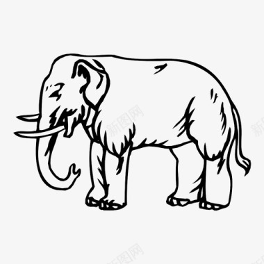 大象动物园长毛猛犸象图标图标