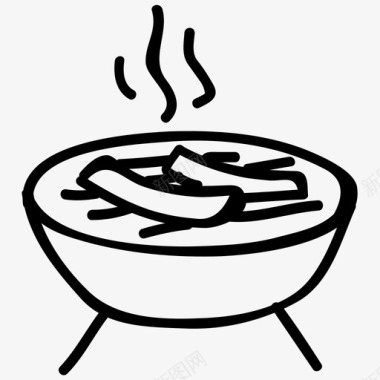 烧烤素描热食图标图标