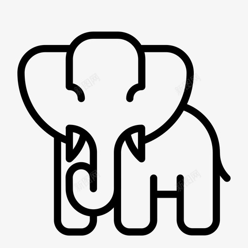 大象动物黑色图标svg_新图网 https://ixintu.com 动物 动物园 大象 大象的象牙 套装 标记 白色 象牙 黑色