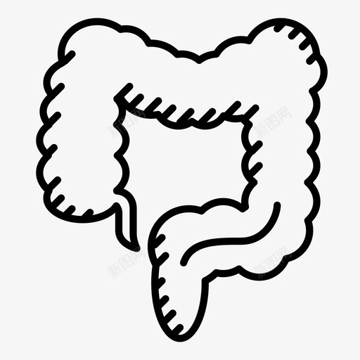 大肠过程器官图标svg_新图网 https://ixintu.com 人 健康 器官 大肠 消化 消化系统 粪便 结肠 肠道 身体各部分 过程 食物