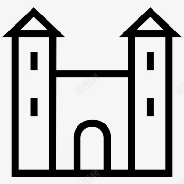 城堡塔楼宗教建筑图标图标