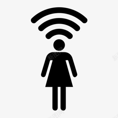 连接女人wifi头图标图标