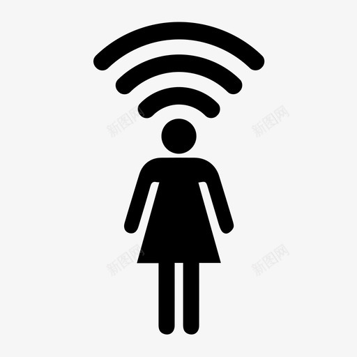 连接女人wifi头图标svg_新图网 https://ixintu.com wifi头 太多手机 女人 工作 成瘾 社交媒体 过度连接 连接