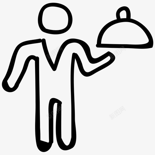 服务员食物服务酒店服务图标svg_新图网 https://ixintu.com 提供食物 服务员 酒店和餐厅手绘涂鸦图标 酒店服务 食物服务