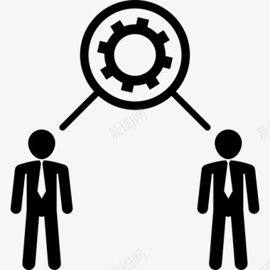 两个商人的齿轮符号人力资源图标图标