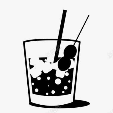 鸡尾酒吸管苏打水图标图标