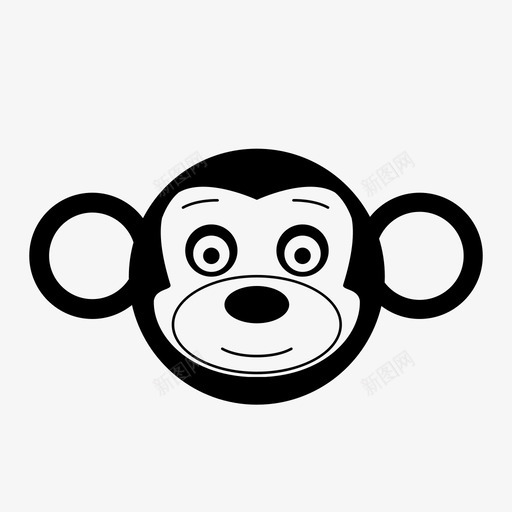 猴子面部表情情感图标svg_新图网 https://ixintu.com 填充动物 头 微笑 快乐 情感 情绪 猴子 面部表情
