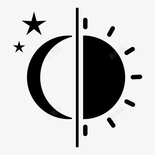 夜以继日月亮星星图标svg_新图网 https://ixintu.com 夜以继日 太阳 星星 月亮