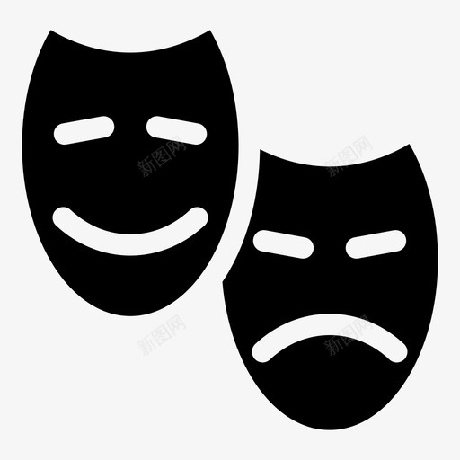剧院面具表情脸图标svg_新图网 https://ixintu.com 乐趣 剧院面具 希腊语 心情 快乐 情感 脸 表情 面部表情