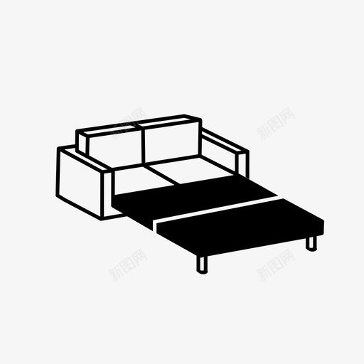 卧铺沙发家具沙发床图标svg_新图网 https://ixintu.com 卧铺沙发 家具 折叠床 沙发床