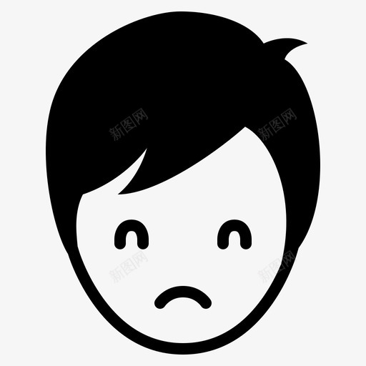 悲伤化身男孩图标svg_新图网 https://ixintu.com 不喜欢 不开心 化身 可爱的情绪 悲伤 情绪 男孩 痛苦 脸 表情