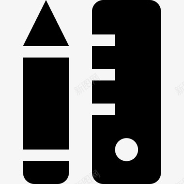 铅笔和尺子书写直尺图标图标
