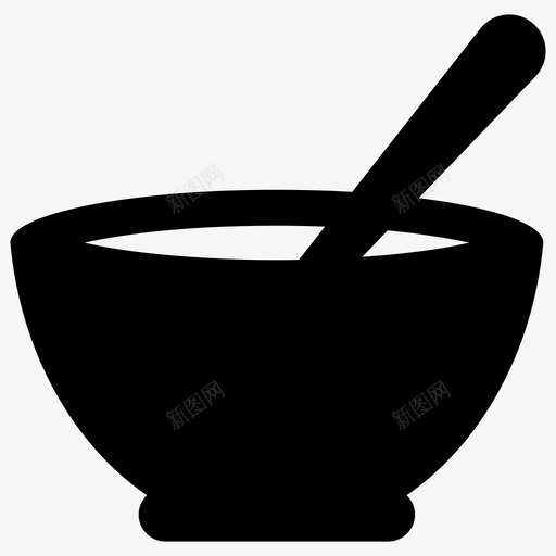 研钵和杵碗碗和勺子图标svg_新图网 https://ixintu.com 带汤匙的碗 早餐 汤碗 研钵和杵 碗 碗和勺子 药房碗