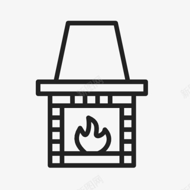 带烟囱的壁炉炉子房子的火图标图标