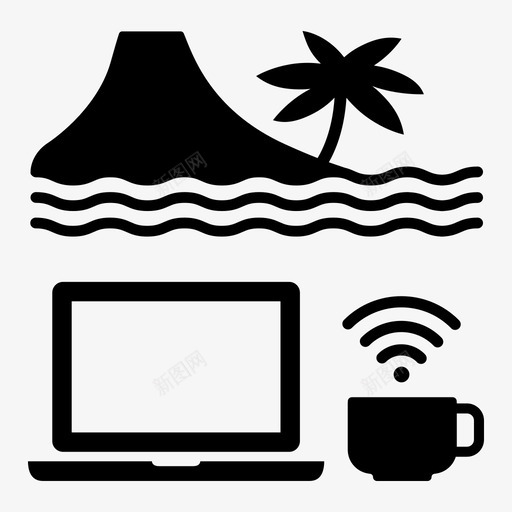 远程工作海滩笔记本电脑图标svg_新图网 https://ixintu.com 数字游牧民 旅行 最新技术 海滩 笔记本电脑 网吧 远程工作 远程工作者