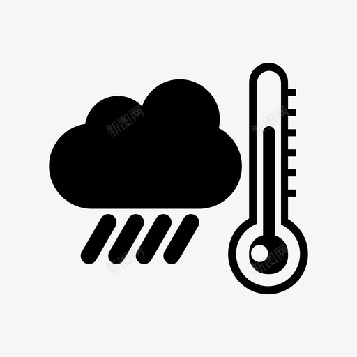 天气状况预报雨图标svg_新图网 https://ixintu.com 健康安全和环境图标 天气状况 太阳 温度 温度计 车站 雨 预报