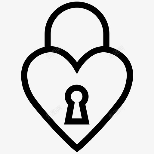 心形锁爱情浪漫线图标svg_新图网 https://ixintu.com 心形锁 爱情浪漫线图标