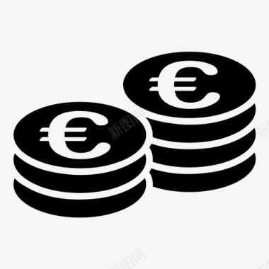 欧元硬币现金欧洲图标图标