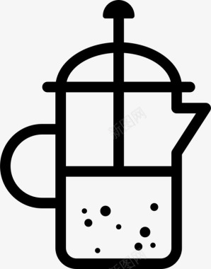 法式印刷机茶壶厨房图标图标
