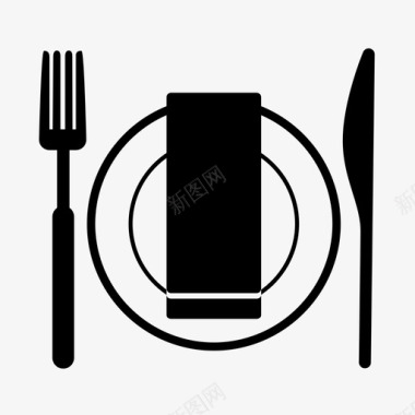 餐桌设置勺子餐厅图标图标