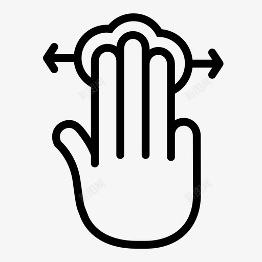 水平滚动三个手指手势触摸屏图标svg_新图网 https://ixintu.com 三个手指 三个手指手势 水平滚动 触摸屏