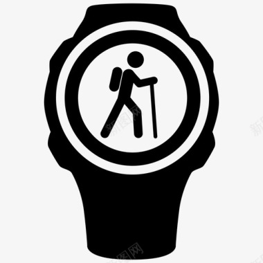 徒步手表步行计时器图标图标