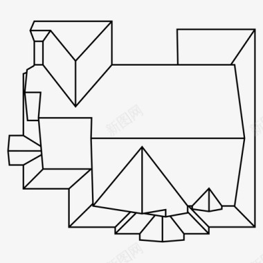 鸟瞰房子俯视图屋顶图标图标