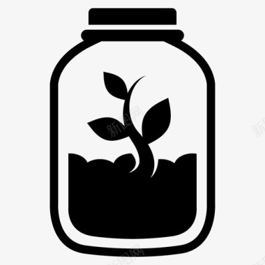 广口瓶植物迷你温室室内花园图标图标