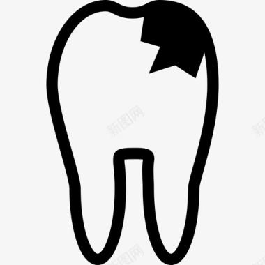 牙齿轮廓与龋齿医学影像学图标图标