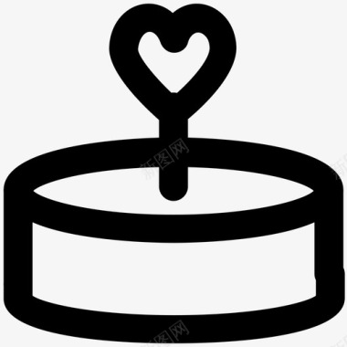 蛋糕爱情和浪漫大胆的线图标图标