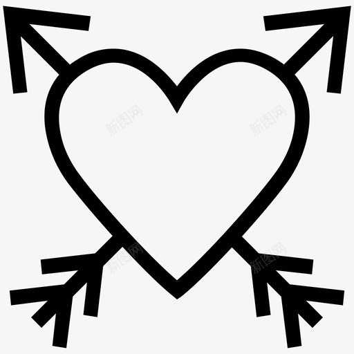 心形箭头爱情和浪漫线图标svg_新图网 https://ixintu.com 心形箭头 爱情和浪漫线图标