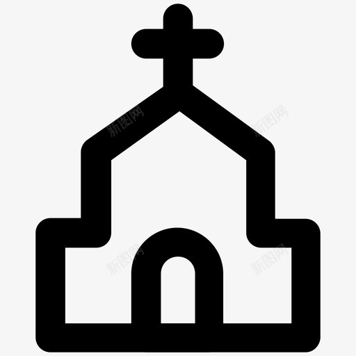 教堂圣诞粗线条图标svg_新图网 https://ixintu.com 圣诞粗线条图标 教堂