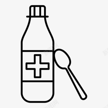 药瓶糖浆汤匙图标图标