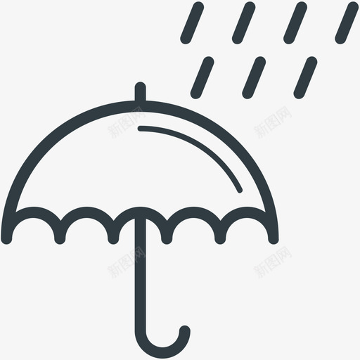 防雨天气线图标svg_新图网 https://ixintu.com 天气矢量线图标 防雨