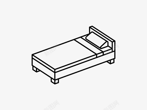 床毯子家具图标svg_新图网 https://ixintu.com 单人床 室内 家具 床 床单 枕头 毯子 睡眠 等距