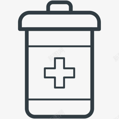 药品罐医疗和健康向量线图标图标