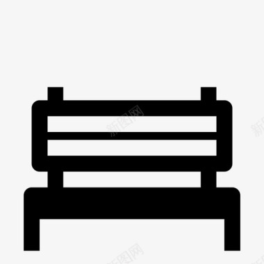 长凳木制休息区图标图标
