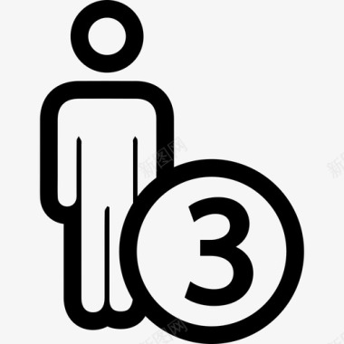 3人或3号人物符号人物酒店图标图标